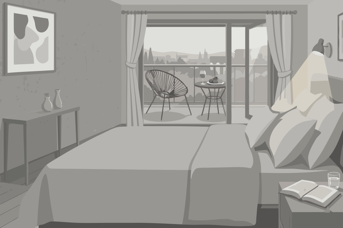 Zweibettzimmer mit Bad
